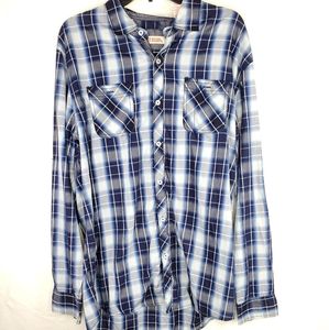 Michael Brandon Blue Plaid Button Down Shirt